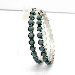 Natural Stone Hoop Earrings 2 "